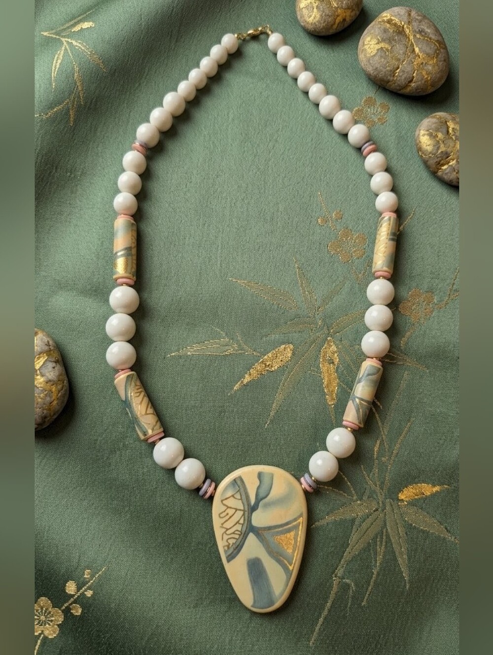 Vintage, Japan Stamped - Ceramic Necklace